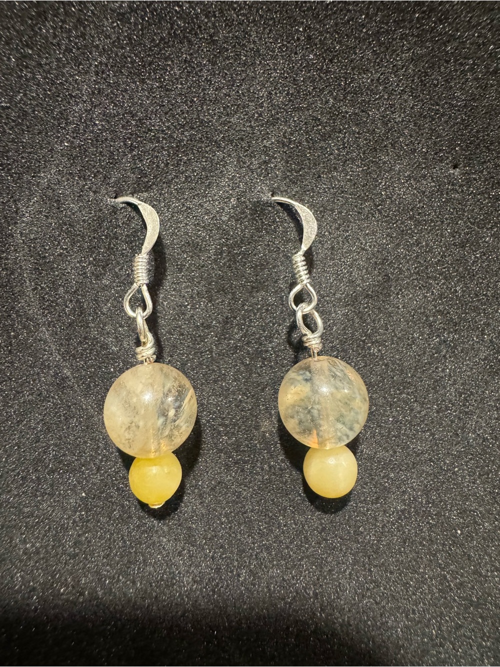 Handmade volcano quartz and calcite stones Bead Drop Earrings - Women Jewelry